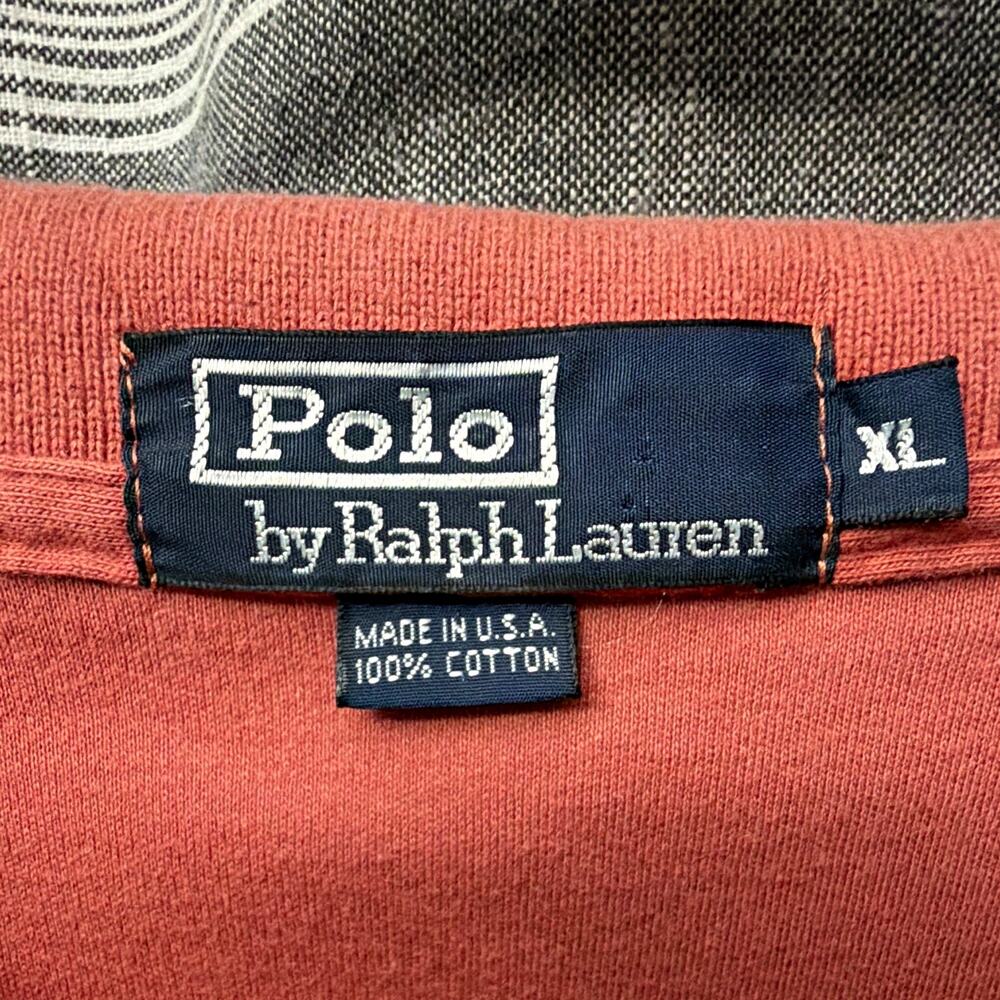 Vintage Polo Ralph Lauren Men’s XL Pink Polo Shirt Made USA 100% Cotton